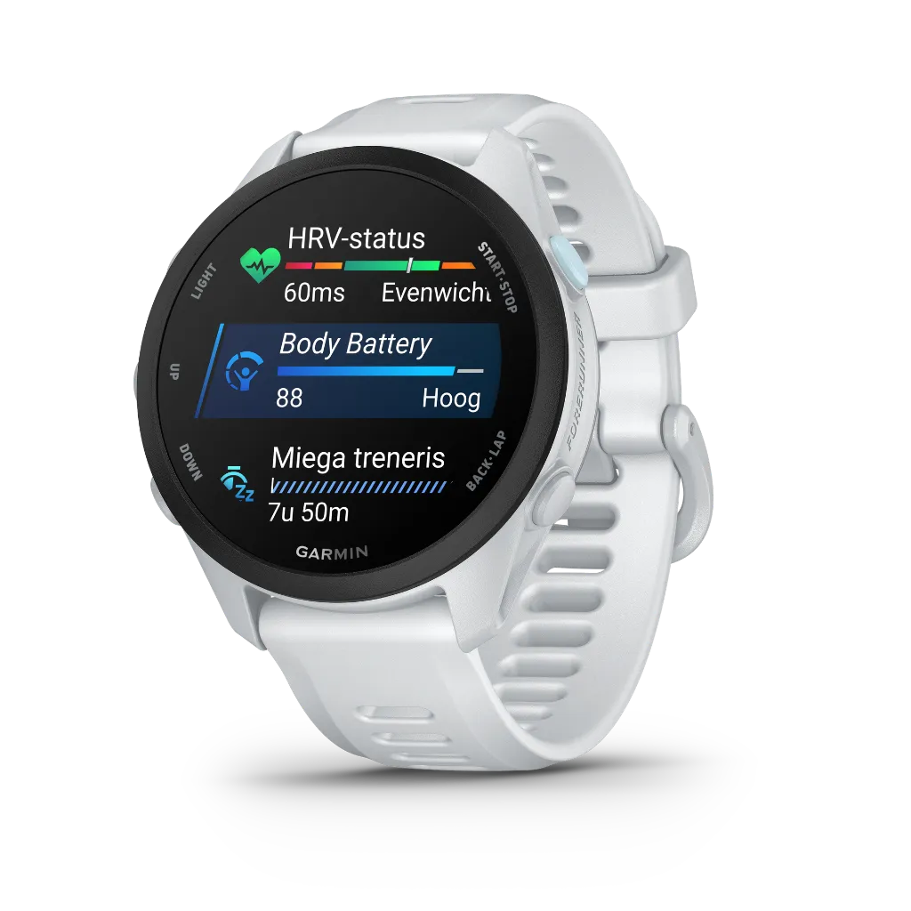 Forerunner70_HR_Whitestone_Front-Left_Glances_nl-NL.webp