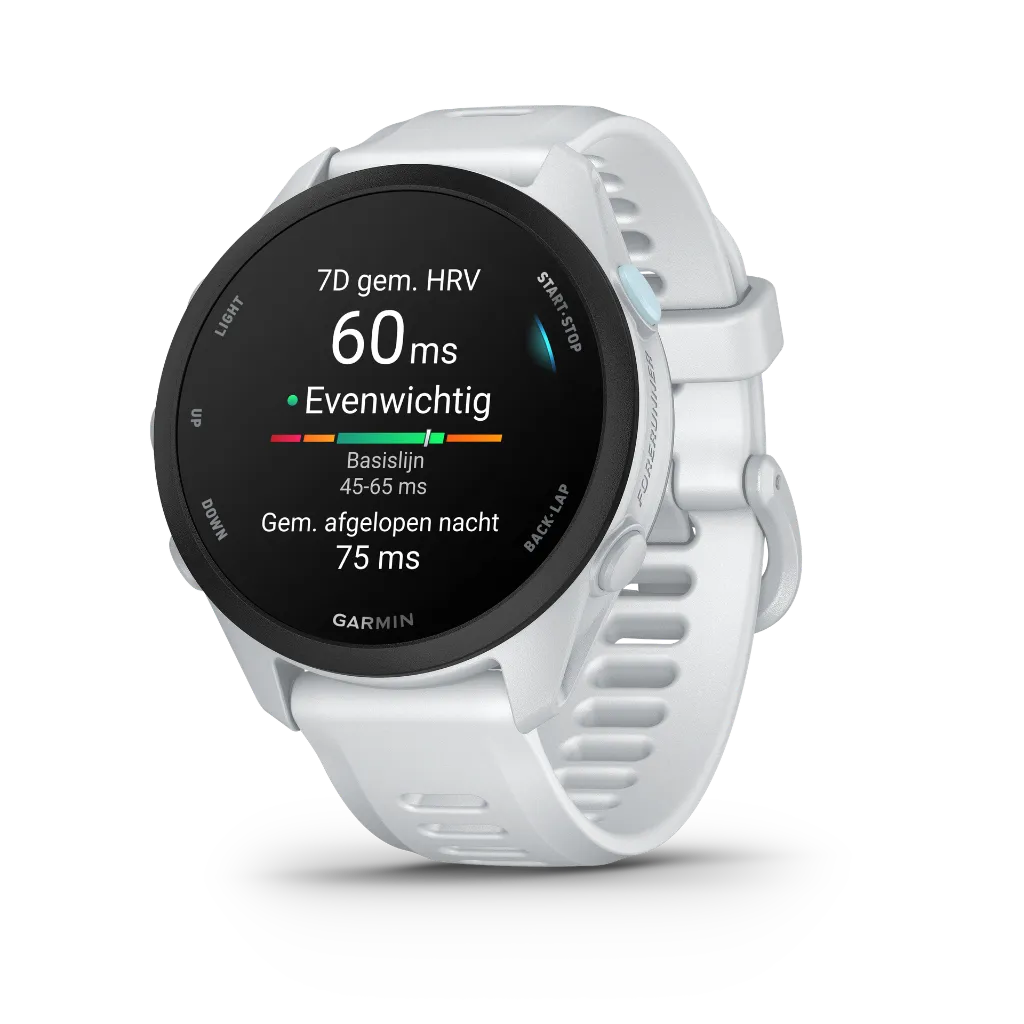 Forerunner70_HR_Whitestone_Front-Left_hrv_status_nl-NL.webp