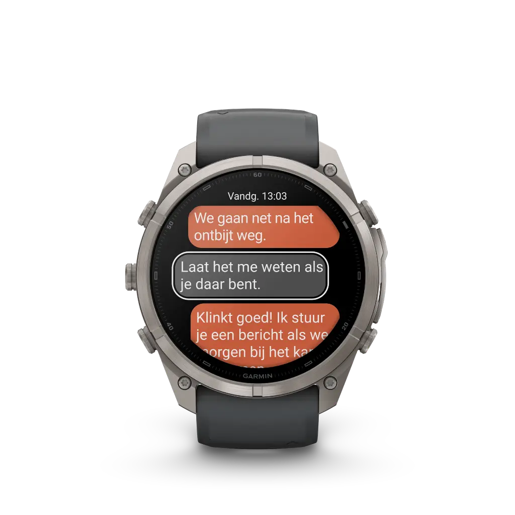 Fenix9Pro_51mm_LTE_Titanium_Leather_Front_messenger_message_thread_nl-NL.webp