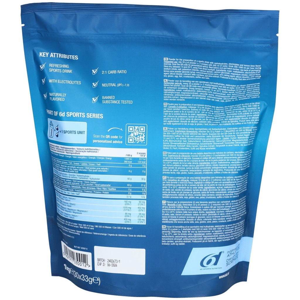 6d - Sports Drink Citron Vert 1000g